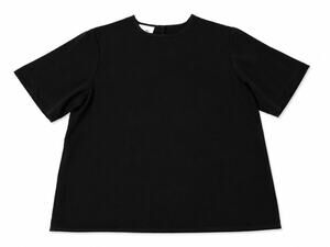 Tropics Women’s Large Black Short Sleeve Blouse Crew Neck Basic Career Top